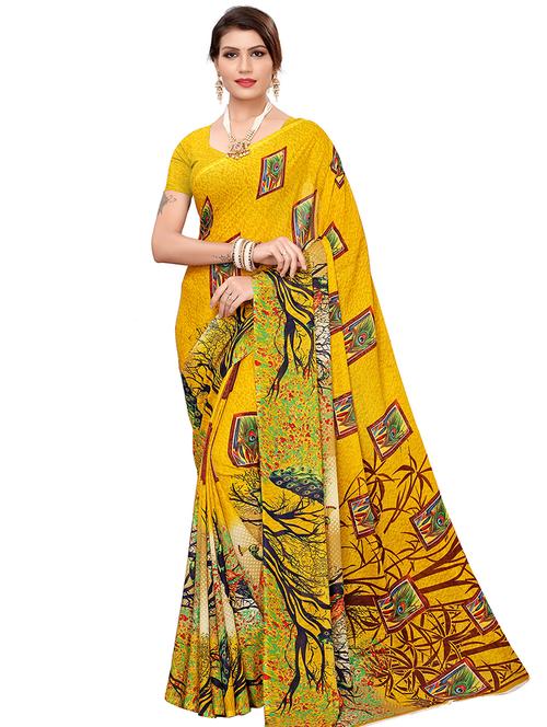 geometric printed saree with blouse - 16553223 - Very Small Image - 1