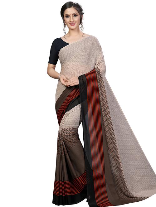 stripes printed saree with blouse - 16553224 - Very Small Image - 1