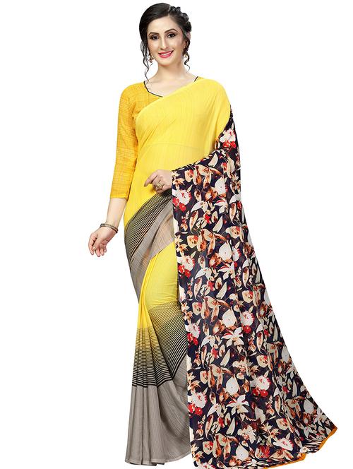 floral printed saree with blouse - 16553231 - Very Small Image - 1