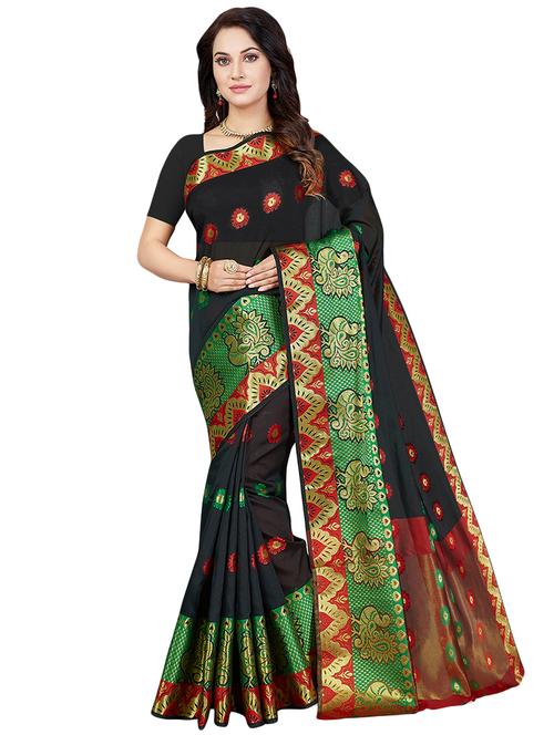 floral woven saree - 16553380 - Very Small Image - 1