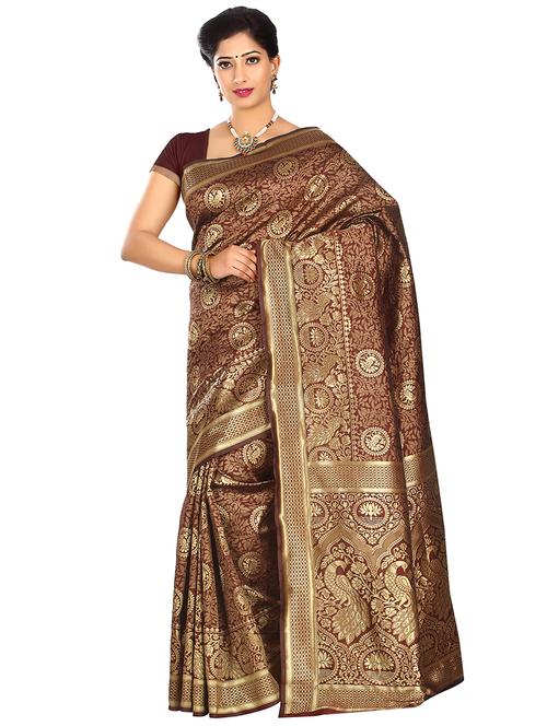 floral banarasi saree with blouse - 16553402 - Very Small Image - 1
