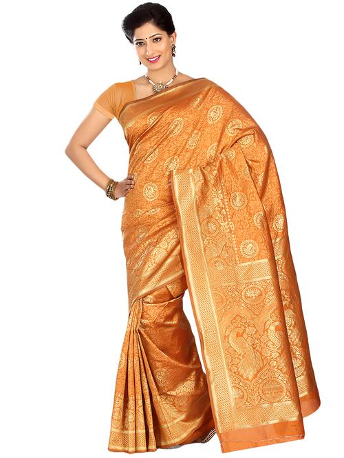 floral banarasi saree with blouse - 16553403 - Very Small Image - 1