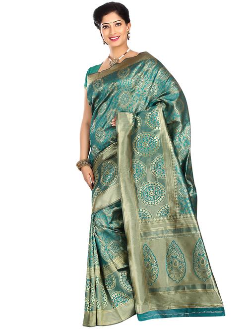 floral banarasi saree with blouse - 16553409 - Very Small Image - 1