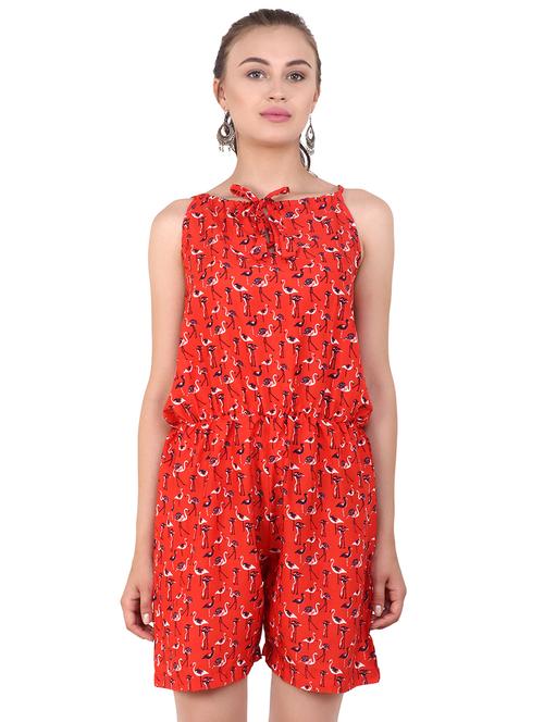 tie knot animal print knee length jumpsuit - 16553479 - Very Small Image - 1