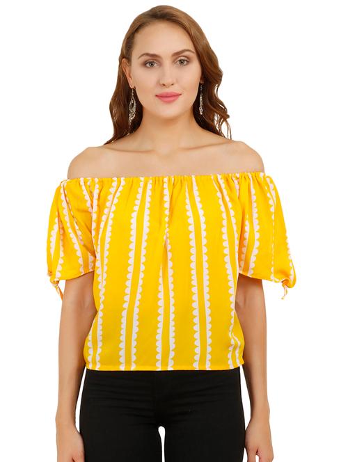 off shoulder side tie up sleeved top - 16553498 - Very Small Image - 1