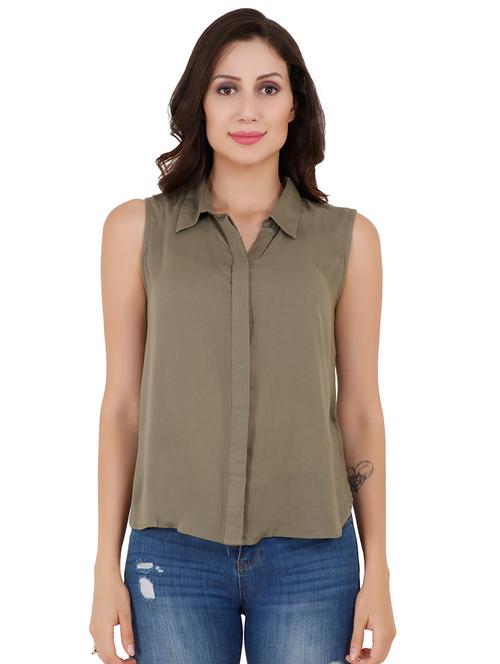 concealed placket pleated top - 16553500 - Very Small Image - 1