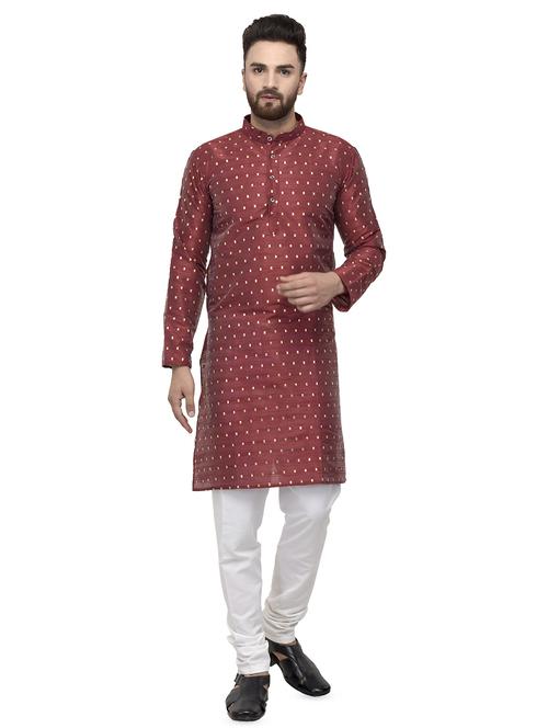 maroon printed kurta pyjama set - 16553525 - Very Small Image - 1