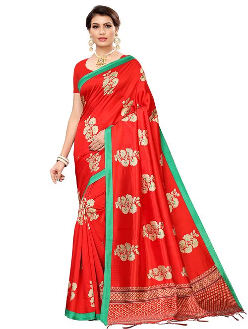floral printed saree with blouse - 16554001 - Very Small Image - 1
