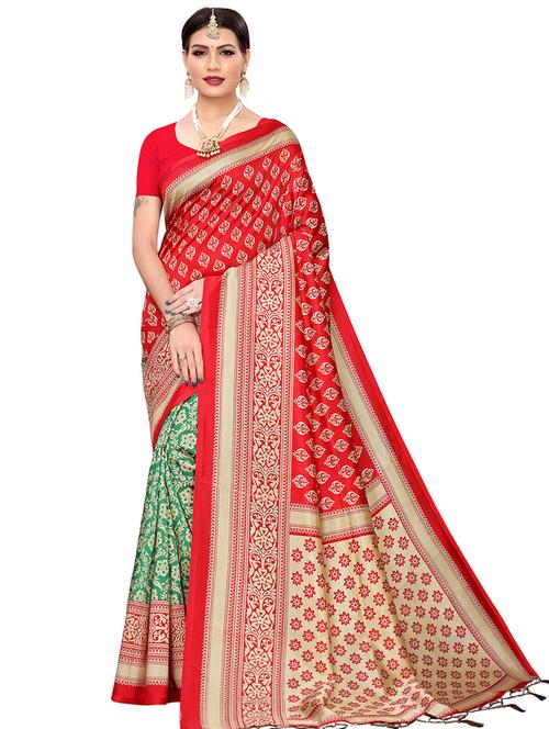 floral woven saree with blouse - 16554014 - Very Small Image - 1