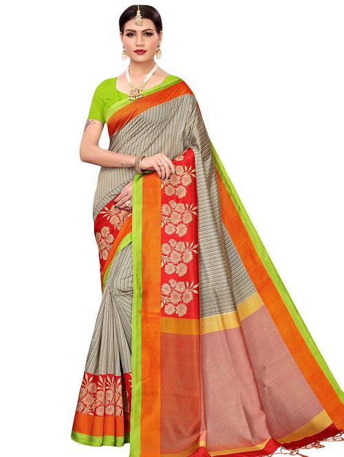 floral woven saree with blouse - 16554016 - Very Small Image - 1