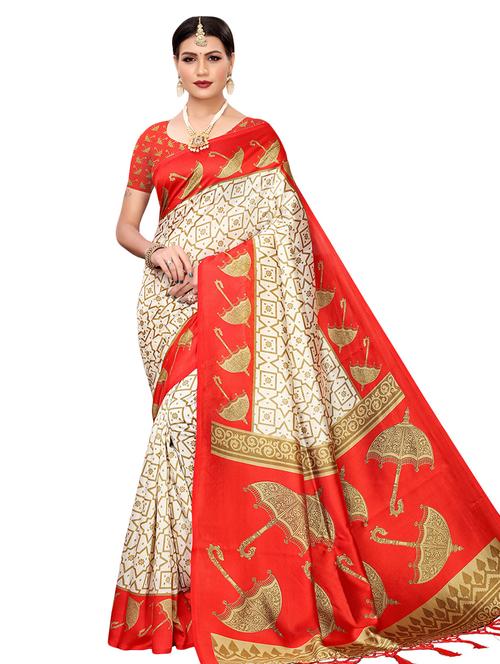 conversational printed saree with blouse - 16554047 - Very Small Image - 1