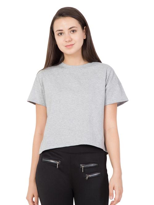 crew neck solid crop tee - 16554700 - Very Small Image - 1