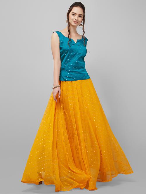 contrast flared lehenga - 16554774 - Very Small Image - 1