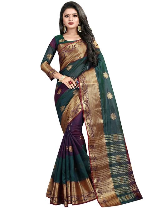 floral banarasi saree with blouse - 16555520 - Very Small Image - 1