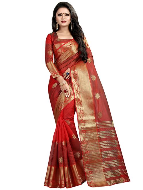floral banarasi saree with blouse - 16555522 - Very Small Image - 1