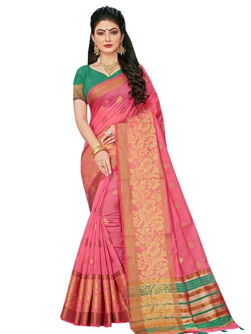 ethnic motif chanderi saree with blouse - 16555878 - Very Small Image - 1