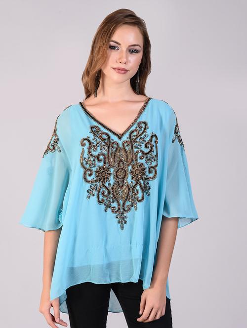 v neck embellished top - 16556851 - Very Small Image - 1
