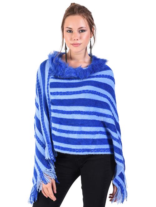 feather detail wool poncho - 16556860 - Very Small Image - 1