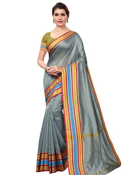 stripes woven saree with blouse - 16556964 - Very Small Image - 1