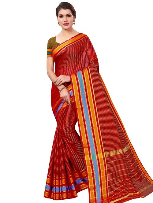 stripes woven saree with blouse - 16556969 - Very Small Image - 1