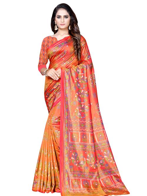 floral printed saree with blouse - 16559130 - Very Small Image - 1