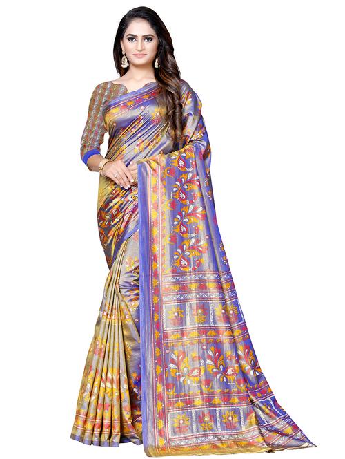 floral printed saree with blouse - 16559131 - Very Small Image - 1