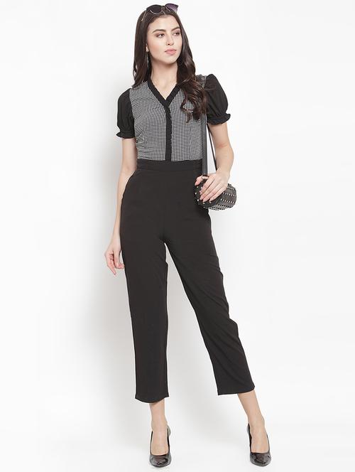 frill trim puff sleeved full leg jumpsuit - 16560036 - Very Small Image - 1