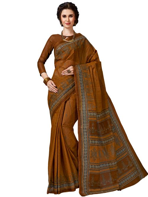 ethnic printed saree with blouse - 16560375 - Very Small Image - 1
