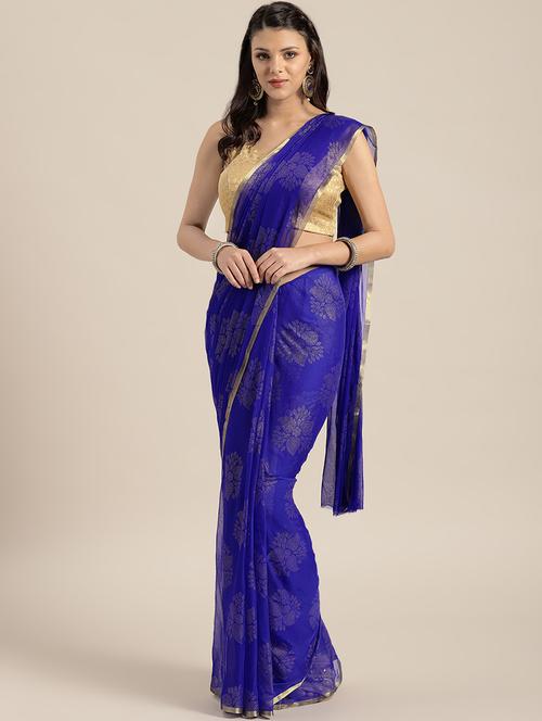 floral bordered saree with blouse - 16561529 - Very Small Image - 1