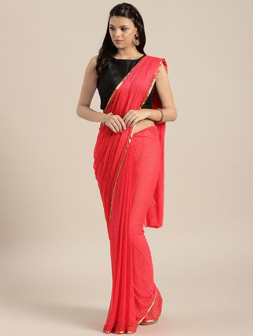 leheriya bordered saree with blouse - 16561532 - Very Small Image - 1