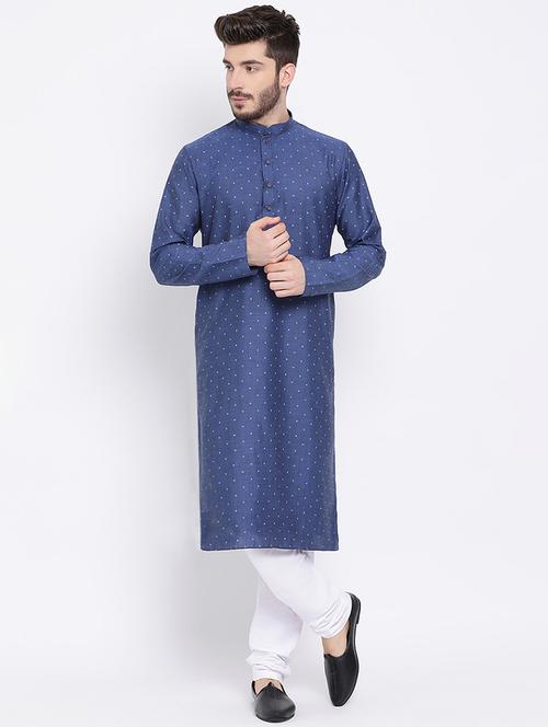 blue printed kurta pyjama set - 16562173 - Very Small Image - 1