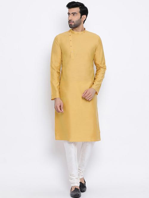 yellow linen long kurta - 16562542 - Very Small Image - 1