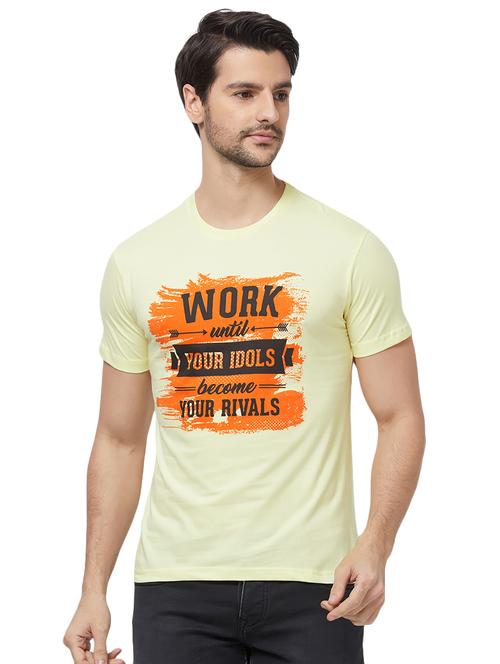 yellow typographic chest print t-shirt - 16563813 - Very Small Image - 1