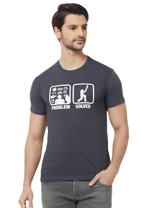 grey typographic chest print t-shirt - 16563818 - Very Small Image - 1