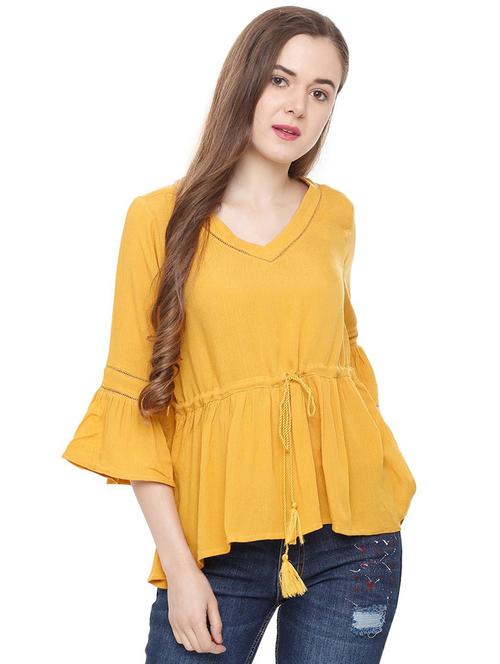 drawstring waist bell sleeved top - 16564927 - Very Small Image - 1
