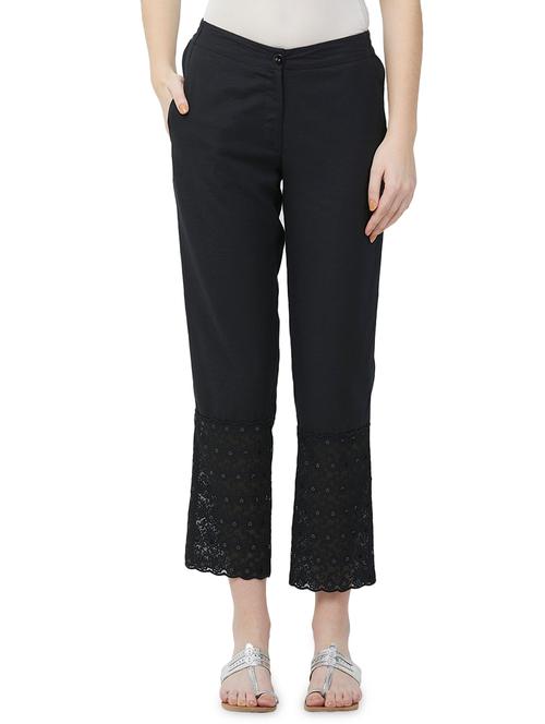 embroidered hem tapered pant - 16565195 - Very Small Image - 1