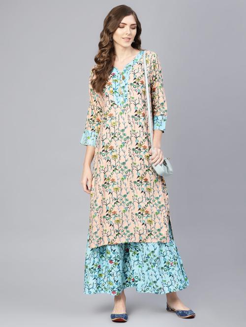 printed kurta sharara set - 16565681 - Very Small Image - 1