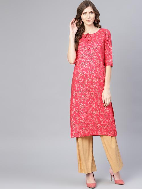 floral print straight kurta - 16565699 - Very Small Image - 1