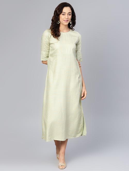 round neck striped a-line dress - 16565705 - Very Small Image - 1