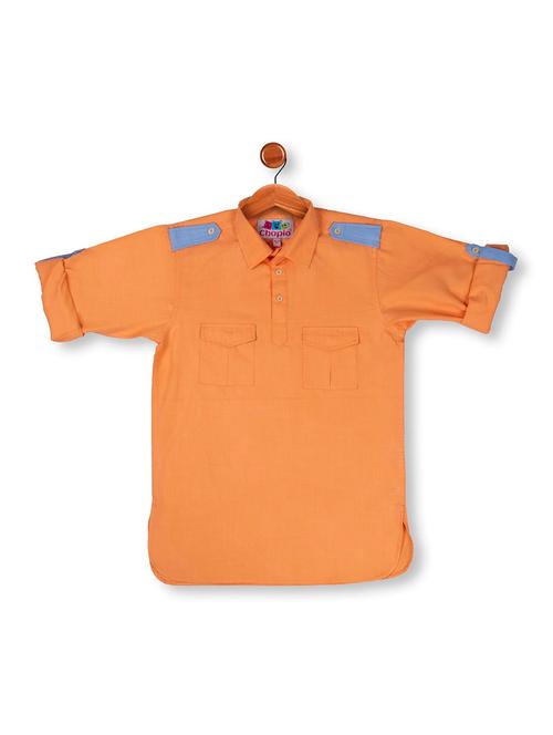 orange cotton kurta - 16565729 - Very Small Image - 1