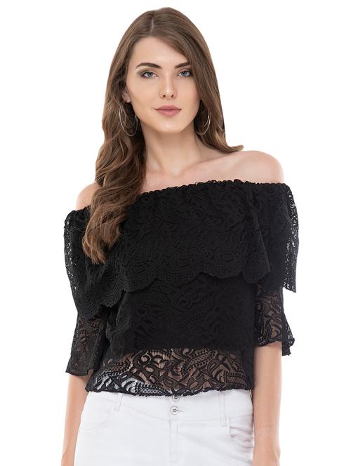 off shoulder laced top - 16566066 - Very Small Image - 1