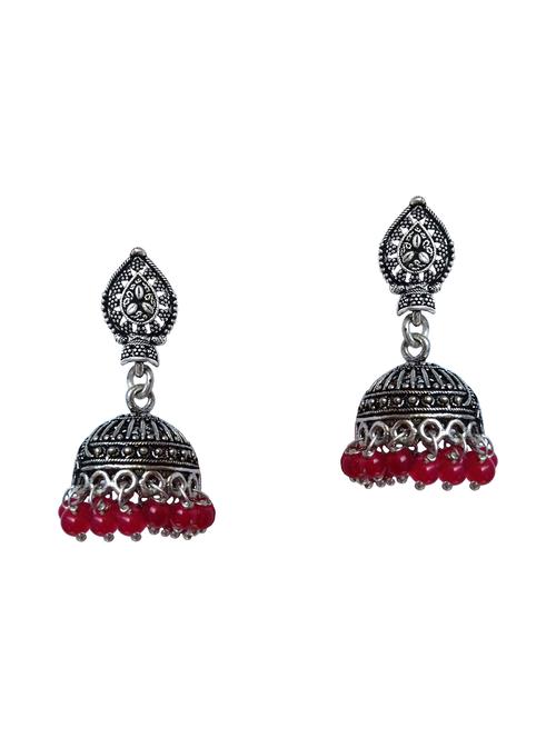 red metal jhumka earring - 16566292 - Very Small Image - 1