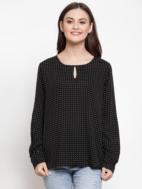 keyhole neck polka dots top - 16566368 - Very Small Image - 1