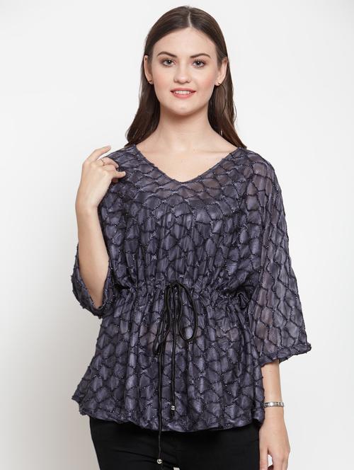 drawstring kimono sleeved top - 16566371 - Very Small Image - 1