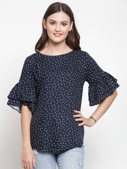 v neck polka dots top - 16566392 - Very Small Image - 1
