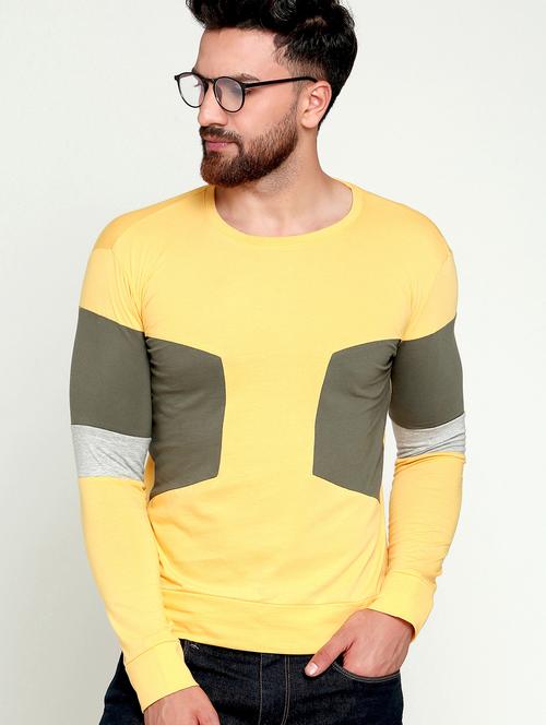 yellow color block t-shirt - 16566626 - Very Small Image - 1