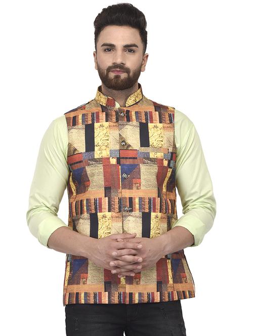 multi color printed nehru jacket - 16566705 - Very Small Image - 1