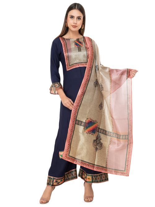 solid kurta dupatta set - 16567627 - Very Small Image - 1