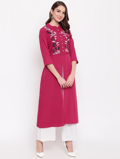embroidered high slit kurta - 16567663 - Very Small Image - 1