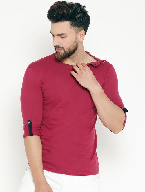 maroon solid t-shirt - 16567859 - Very Small Image - 1